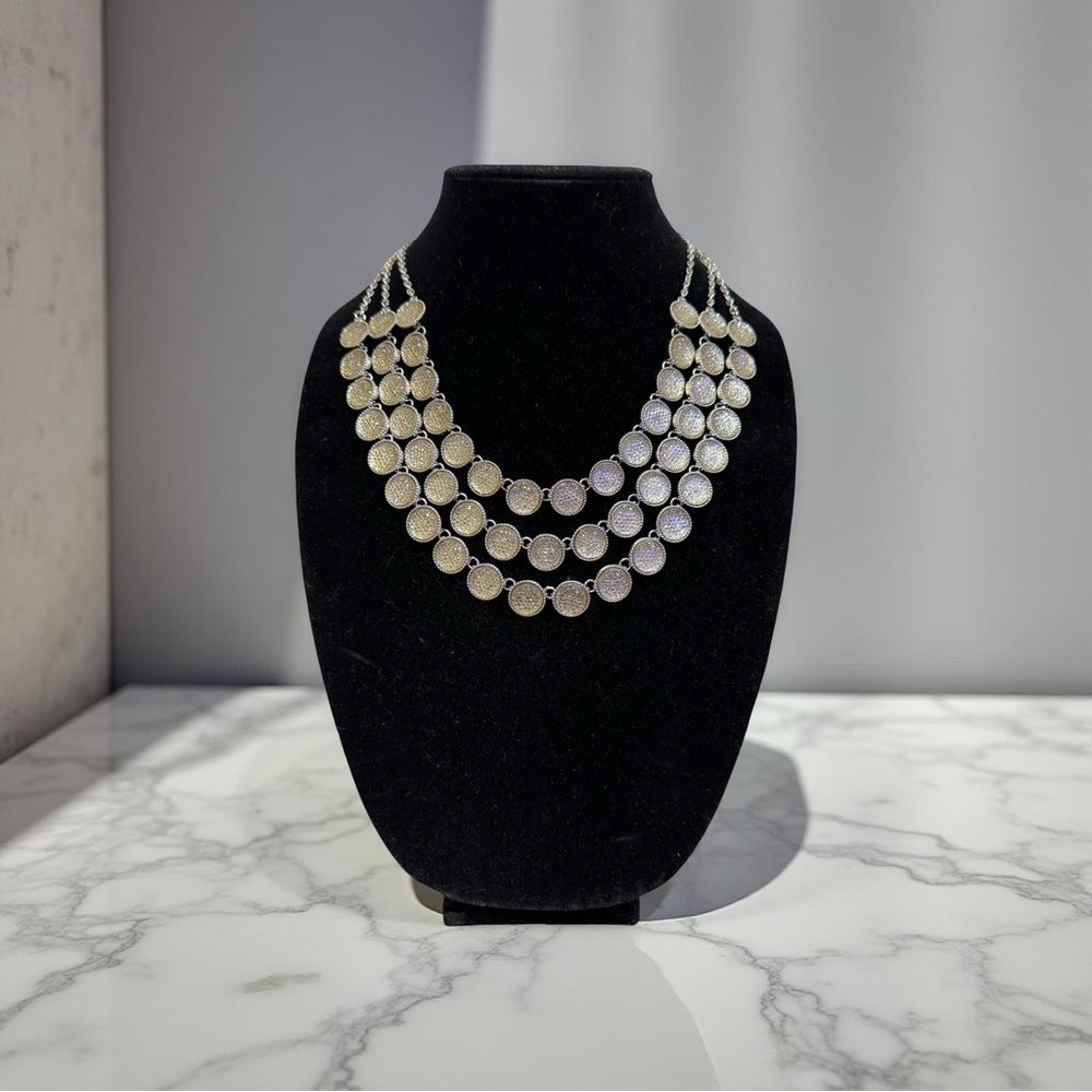 Silver Multi-Strand Necklace with Cascading Design